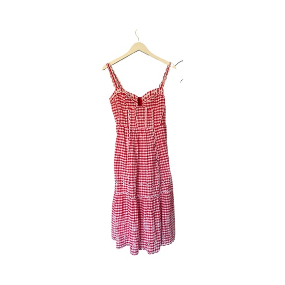 anthropologie red gingham dress English Factory